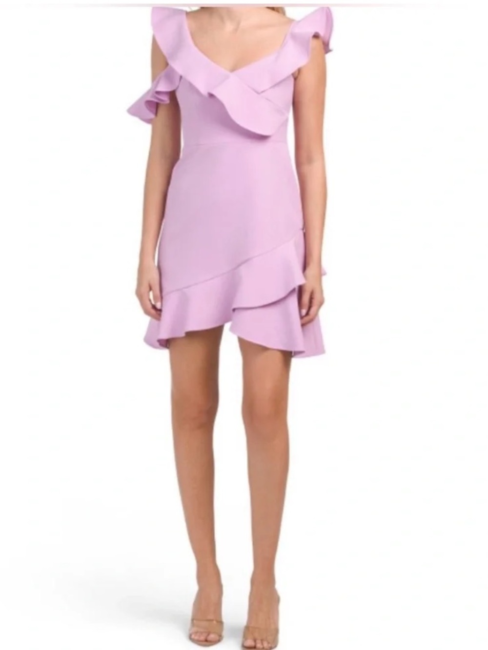 BCBGMaxAzria Lilac Ruffle Strap Mini Dress